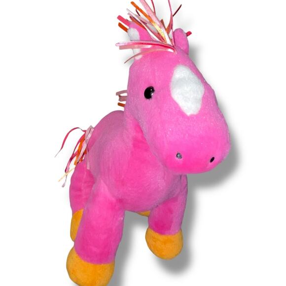Animal Adventure 10" Plush Horse Pony Diamond Mane Ribbons Pink Stuffed Gift Toy - Picture 7 of 12